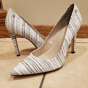 Calvin Klein Brady Striation Black & White Heels, Size 9.5